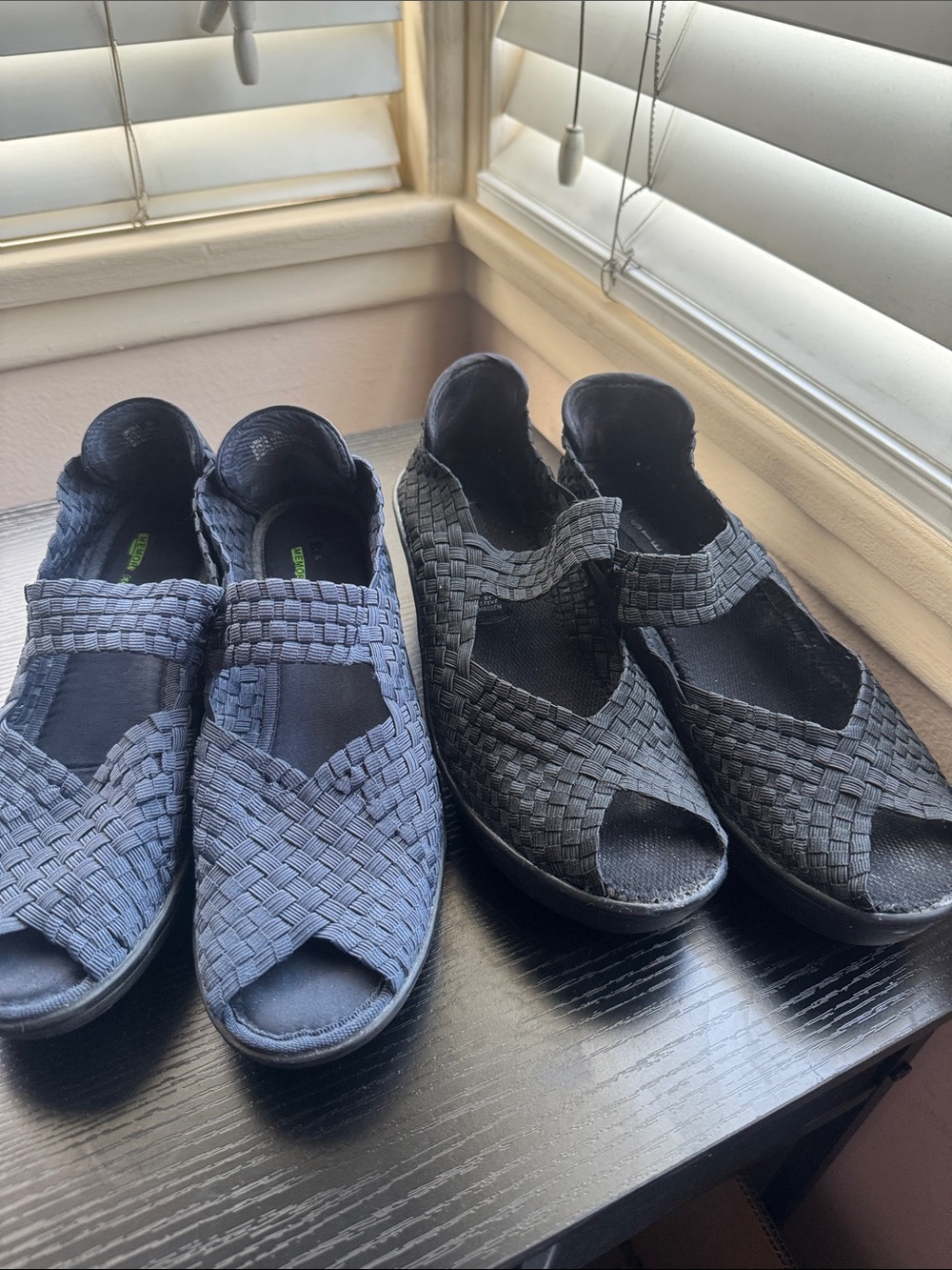 Steven By Steve Madden Woven Peep-Toe Sandals in Navy and Black both size 8